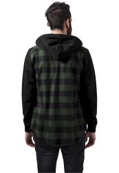 Hooded Checked Flanell Sweat Sleeve Shirt