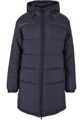 Ladies Hooded Mixed Puffer Coat