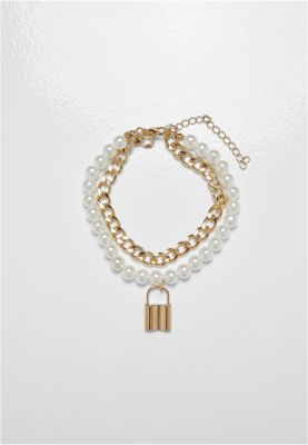 Padlock Pearl Layering Bracelet